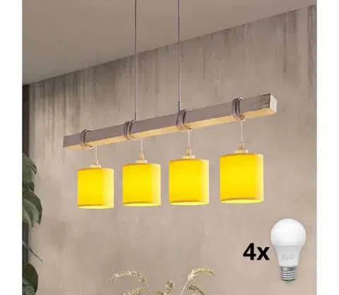 Svietidlá BRILAGI - LED luster na lanku NUBILA 4xE27/60W/230V sivá/žltá 1xEG49927A+4xBG2452
