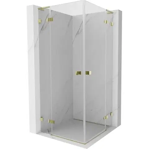 Sprchovacie kúty MEXEN/S - Lunar L Duo sprchovací kút dvere krídlové 110 x 110, transparent, zlato 834L-110L-110P-50-00