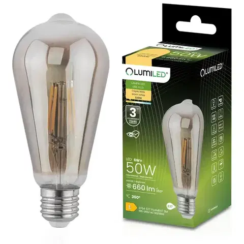 Žiarovky E27 Žiarovka LED ST64 filament 6W E27 2200K SMOKEY