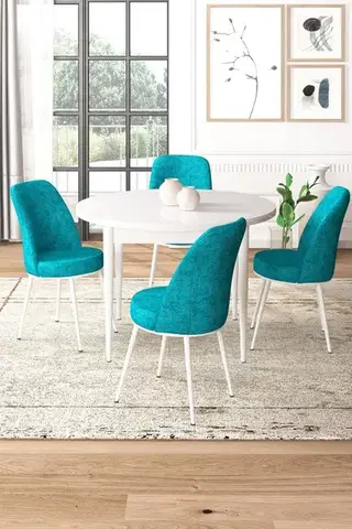 Jedálenské sety Dining Table & Chairs Set (5 Pieces) Tor - White, Turquoise