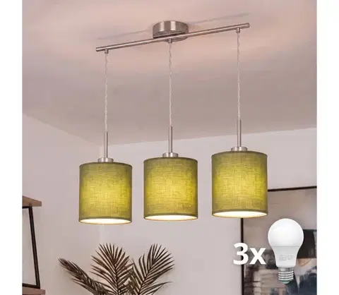 Svietidlá BRILAGI - LED luster na lanku NUBILA 3xE27/60W/230V zelený EG32521+3xBG1576