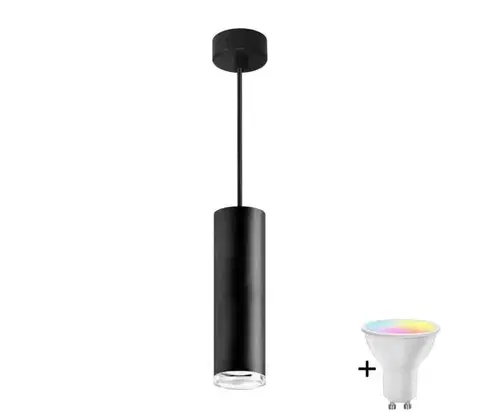 Svietidlá  LED RGBW stmievateľný kúpeľňový luster na lanku TURYN 1xGU10/4,8W/230V IP44 čierna SA1912+AI2382