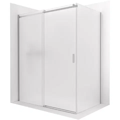 Sprchovacie kúty CERANO - Sprchovací kút Santoro - ľavá - 6 mm - chróm, mliečne sklo - 110x80 - posuvný CER-665698