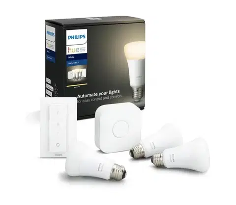 Žiarovky Základná sada Philips Hue STARTER KIT 3xE27/9W 2700K + Hue Bridge a bezdrôtový stmievač 871869678523200
