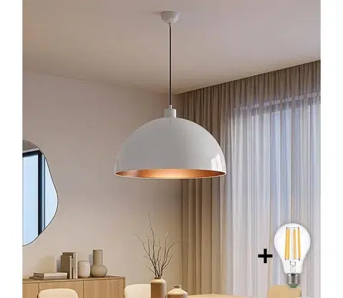 Svietidlá BRILAGI - Závesný LED luster METALO na lanku 1xE27/40W/230V priemer 60 cm biela/medená 118OPV1123