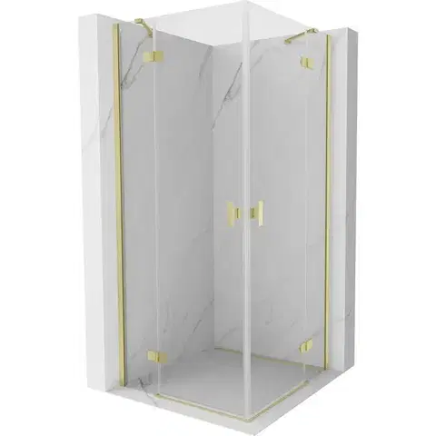 Sprchovacie kúty MEXEN/S - Mist H Duo sprchový kút dvere krídlové 95 x 95, transparent, zlato kartáčovaná 8A5-095L-095P-55-00