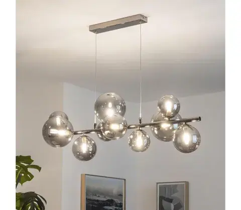 Svietidlá BRILAGI - LED luster na lanku MILLA 10xG9/3W/230V čierny chróm/dymová 7010-10CS