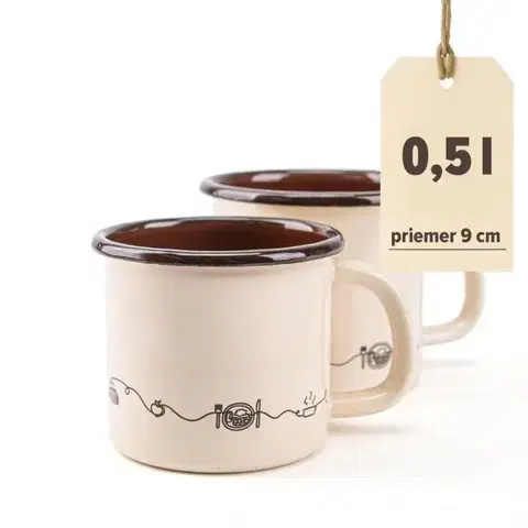 Hrnčeky a šálky Kinekus Hrnček smaltovaný 9cm/0,5L dekor Linea