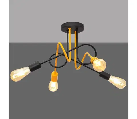 Svietidlá  Prisadený luster OXFORD 4xE27/15W/230V čierna/žltá W-2016/4 BK+ORG/H