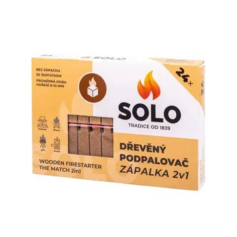 Záhradné grily SOLO Drevený podpaľovač zápalka 2v1 24ks 620117