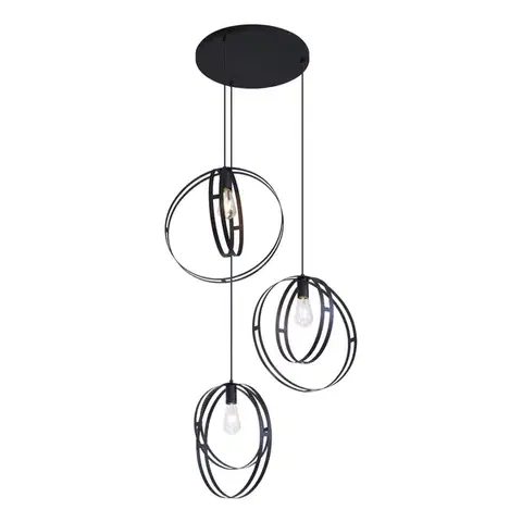 Závesné svietidlá Smart hanglamp zwart rond 3-lichts incl. Wifi G95 - Indu