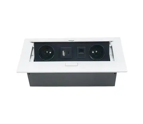 Predlžovacie káble  Výklopná zásuvková lišta 2x 230V + USB-A 3,1A + USB-C 15,5W + RJ45 230V 4739531