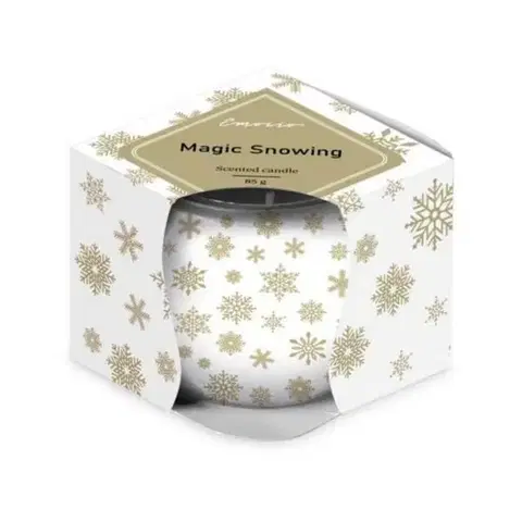 Vianočné dekorácie Kinekus Sviečka vonná Emocio sklo 70x62mm,Magic Snowing bielo-zlatá