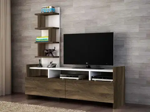 TV stolíky ANDORA televízny stolík, biela/orech