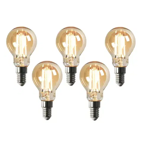 LED osvetlenie Sada 5 ks Smart E14 stmievateľná v Kelvinovej LED lampe P45 goldline 4,9W 470 lm 1800-4000K