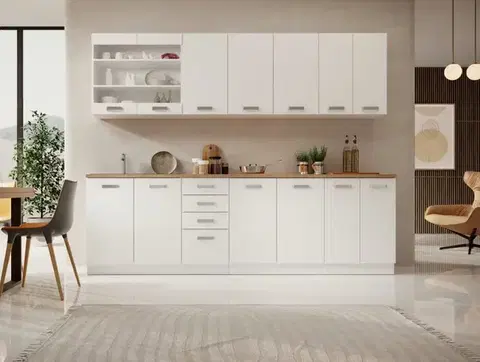 Kompletné kuchynské zostavy ArtAdrk Kuchynská linka BUBBLE | 260 cm biela