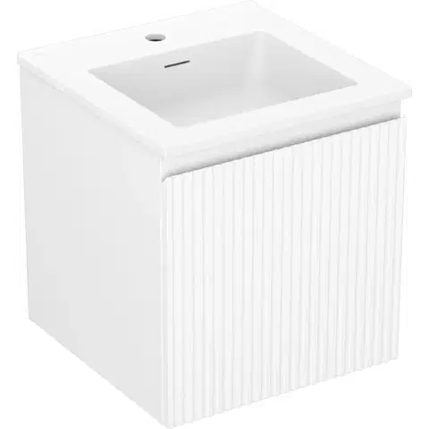 Kúpeľňový nábytok MEXEN/S - Rivel kúpeľňová skrinka 45 cm s umývadlom Otis, 1 šuplík, reliéf, biela mat 91A20-04547-1-BF01-W18M01
