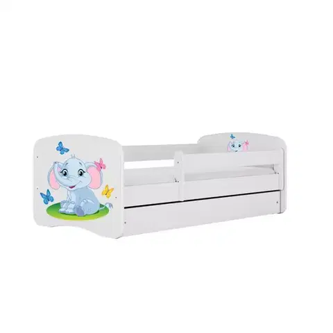 Postele pre dievčatá Detská Posteľ. Babydreams+Sz+M Biely 80x160 Slon