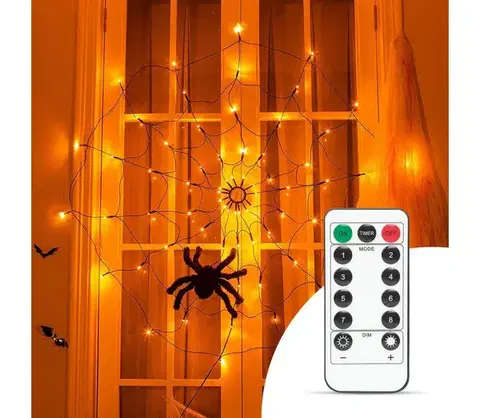 Svietidlá  LED Dekoračná reťaz HALLOWEEN LED/5V/8 funkcií pavučina + diaľkové ovládanie gl-58150