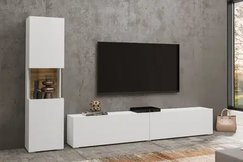 Obývacie steny EMMA 09 moderný set skrinka + tv stolík biela/ dub wotan