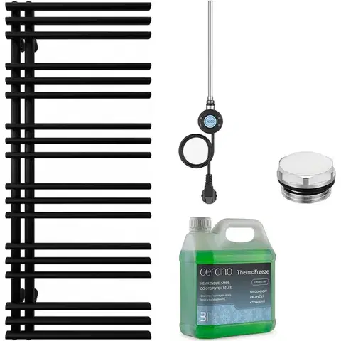 Doplnky do kúpeľne CERANO - Kúpeľňový elektrický radiátorový set Burke - Ľ/P - WIFI - 600W - čierna matná - 1200x500 mm CER-978828
