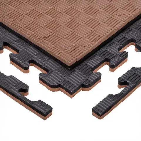 Podložky na cvičenie Puzzle tatami podložka inSPORTline Sazegul 100x100x2 cm mocha mousse-čierna, vzor 5 prúžkov