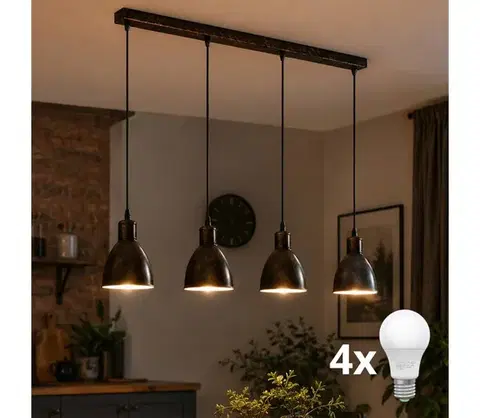 Svietidlá BRILAGI - LED luster na lanku RIDDY 4xE27/60W/230V medený/patina 8590828039228