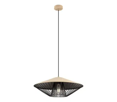 Svietidlá Redo 01-3011 - Závesný luster na lanku GRILL 1xE27/42W/230V pr. 49,5 cm čierna/béžová 01-3011