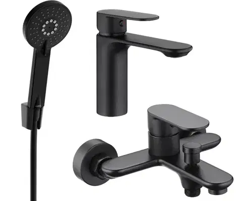 Kúpeľňové batérie MEXEN/S - Milo R40 SET umývadlová batéria + vaňová s príslušenstvom, čierna 71303R40-70