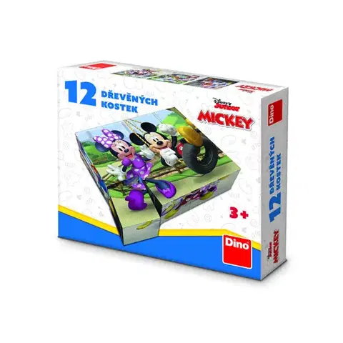 Obrázkové kocky Dino Toys Drevené kocky Mickey a Minnie 12 Dino