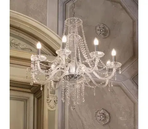 Svietidlá Ideal Lux - Krištáľový luster na reťazi AMADEUS 8xE14/40W/230V pr. 80 cm číra 168777