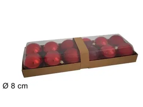 Vianočné ozdoby MAKRO - Gule vianočné červené 8cm, balenie 12ks