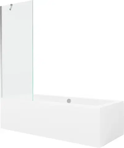 Sprchové dvere MEXEN/S - Cube obdĺžniková vaňa 180 x 80 cm s panelom + vaňová zástena 70, transparent, chróm 550518080X9507000001