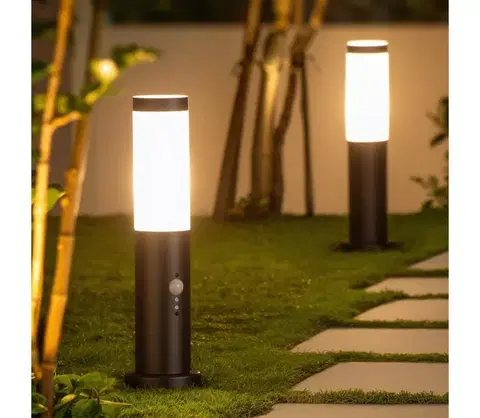 Záhradné lampy BRILAGI - Vonkajšia lampa so senzorom NOVA 1xE27/15W/230V 40 cm IP44 čierna FG-KH142PSH-40-SEN-BLK