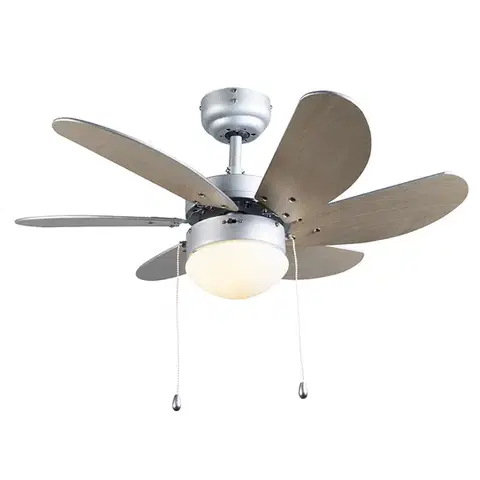 Stropné ventilátory Stropný ventilátor oceľový s potlačou dreva 80 cm s ťahovým spínačom - Fresh