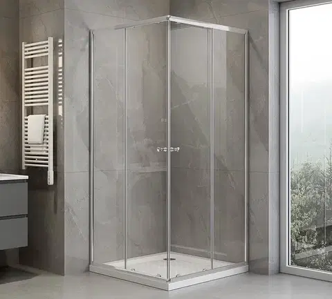Sprchové dvere AQUALINE - AGGA štvorcová sprchová zástena 700x700, číre sklo HLF707Y