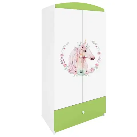 Skrine do izieb Skriňa Babydreams zelená – Kôň