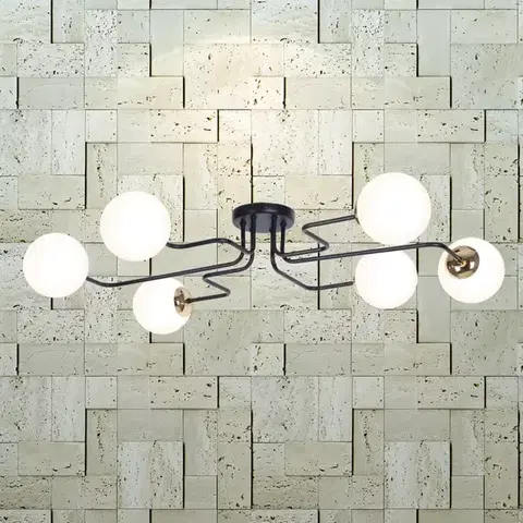 Moderné lampy do obývačky Luster Kari Čierna/Zlatý K-4706 LW6