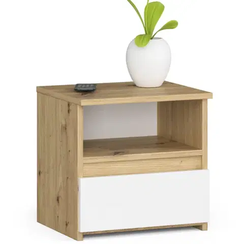 Nočné stolíky Dizajnový nočný stolík LENKA40, dub Artisan / biely