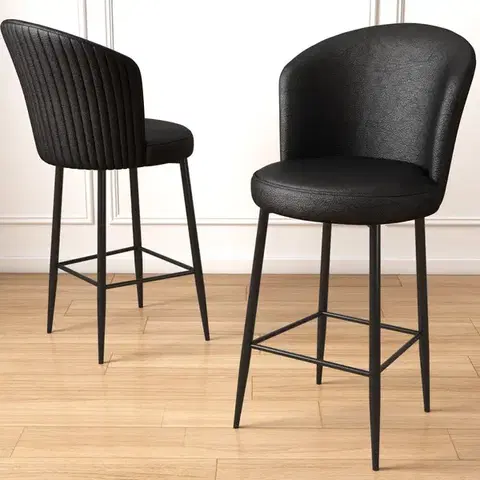 Barové stoličky Bar Stool Set (4 Pieces) Uras - Black