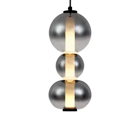 Závesné svietidlá Art Deco závesná lampa čierna s dymovým a čírym sklom 3-svetlá vrátane LED - Lizzy
