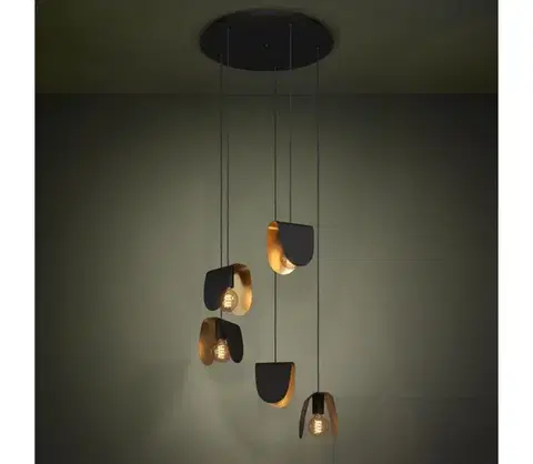 Svietidlá Eglo 390183 - Luster na lanku SERENARA 5xE27/40W/230V čierna/zlatá 390183