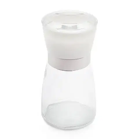 Kuchynské náčinia Kinekus Mlynček ručný na korenie a soľ, 170 ml, sklo/plast biely