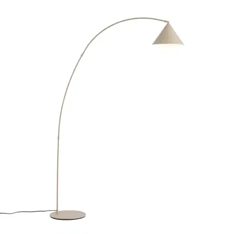 Stojace lampy Retro stojaca lampa béžová s bielym interiérom - Triangolo
