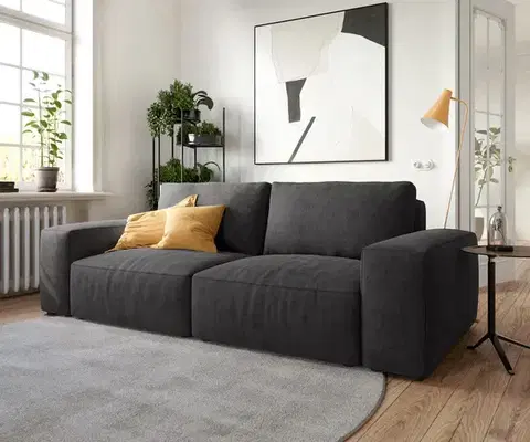 Veľké pohovky DELIFE Veľká pohovka Lanzo 230x95 cm mikrovlákno čierna