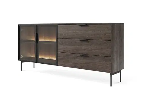 Nábytok ArtLas Komoda NAIRE 181 2D3S s LED osvetlením | dub dunin