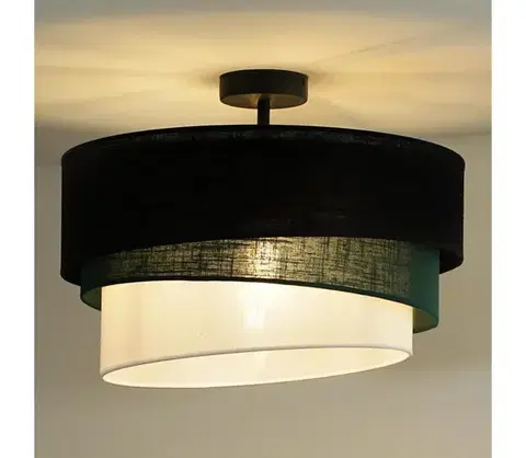 Svietidlá  - Prisadený luster TRIO 1xE27/15W/230V pr. 45 cm čierna/zelená/biela 604925