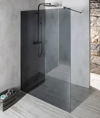 Sprchové dvere GELCO - VARIO BLACK jednodielna sprchová zástena na inštaláciu k stene, dymové sklo, 800  GX1380GX1014