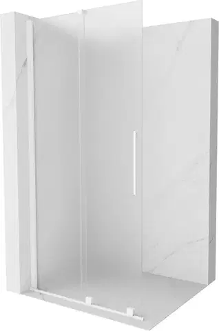 Sprchové dvere MEXEN/S - Velar Sprchová zástena posuvná Walk-in 100 x 200, dekor 8 mm, biela 871-100-000-33-20