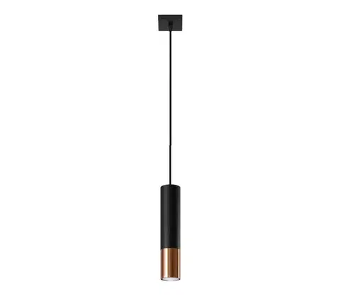 Svietidlá  SL.0946 - Luster na lanku LOOPEZ 1xGU10/10W/230V čierna/meď SL.0946